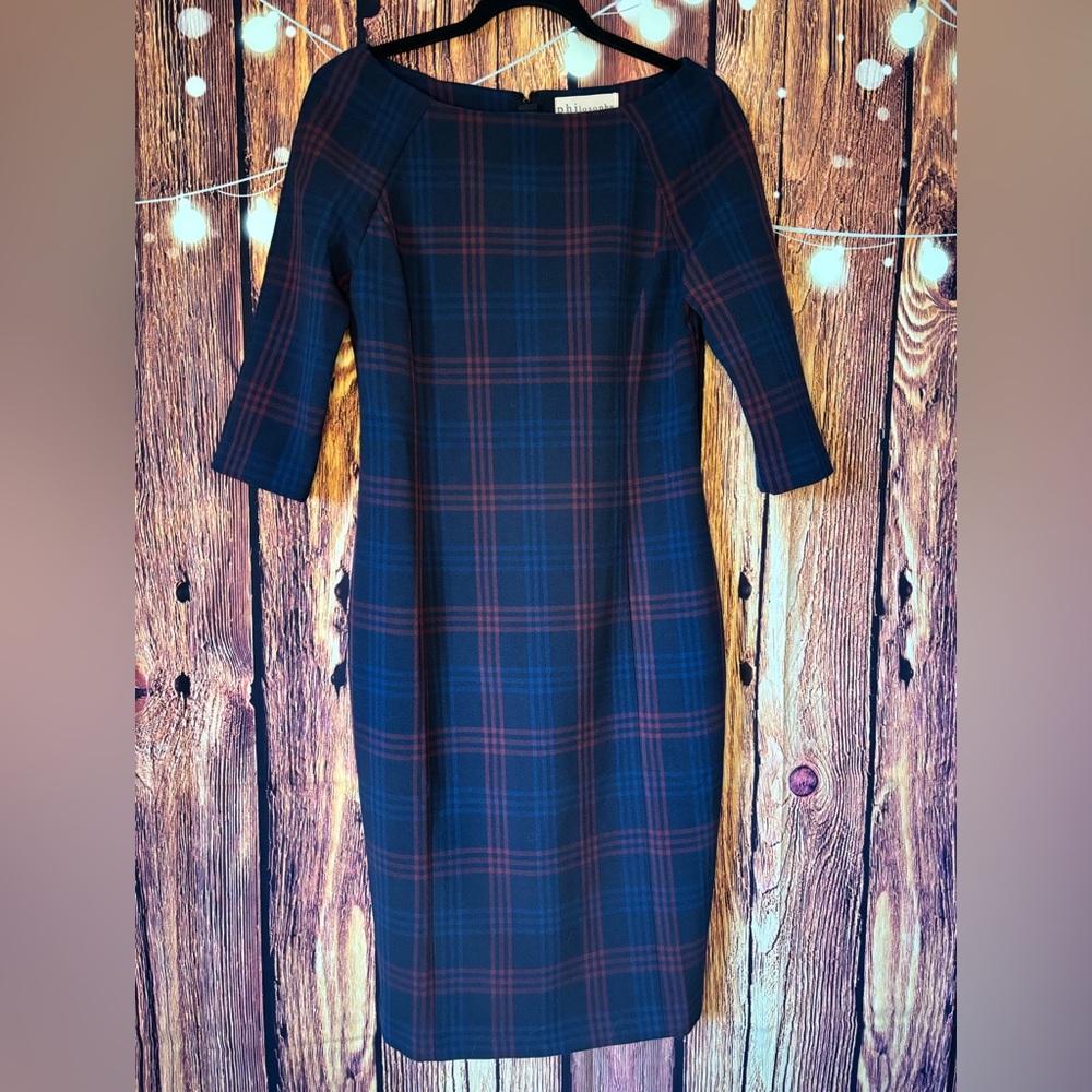 Philosophy Plaid Navy and Red Women's Dress